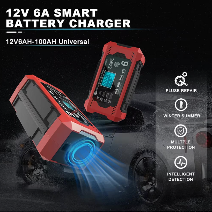 Älykäs 12V/24V auton akkulaturi - LCD-näyttö & automaattinen suojaus