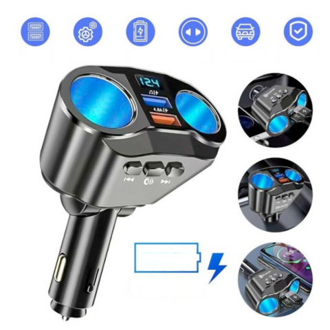 Adapter för cigarrtändare i bil - dubbel USB-port och digital display