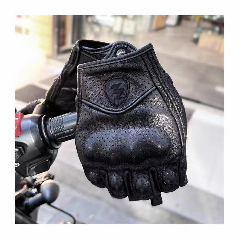 Motorcykelhandsker med Halvfingre i PU-læder – Retro Biker Stil & Åndbare Sommer