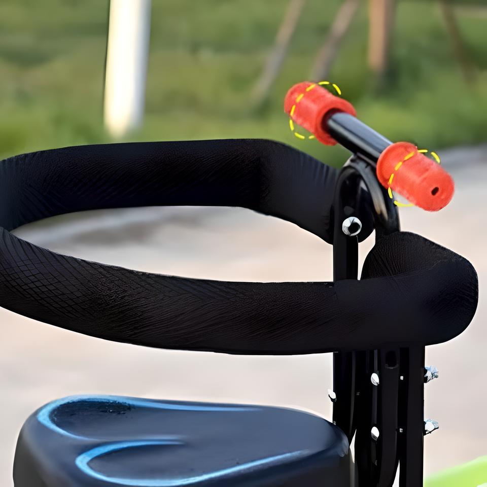 Scaun de bicicletă cu suport pentru picioare – confort și stabilitate pentru copii 