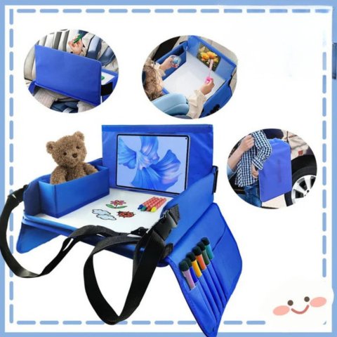 Resebord för bilstol för barn — Komfort och integrerad förvaring 